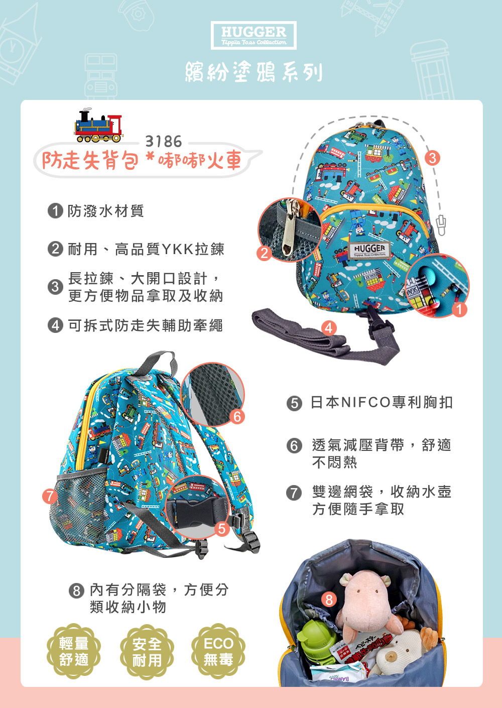 Hugger防走失背包 嘟嘟火車 Hugger防走失背包 嘟嘟火車