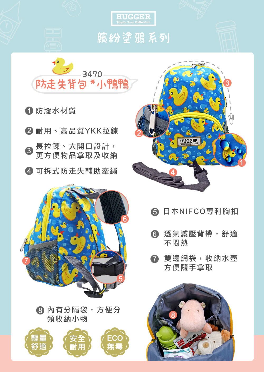 Hugger防走失背包 黃色小鴨