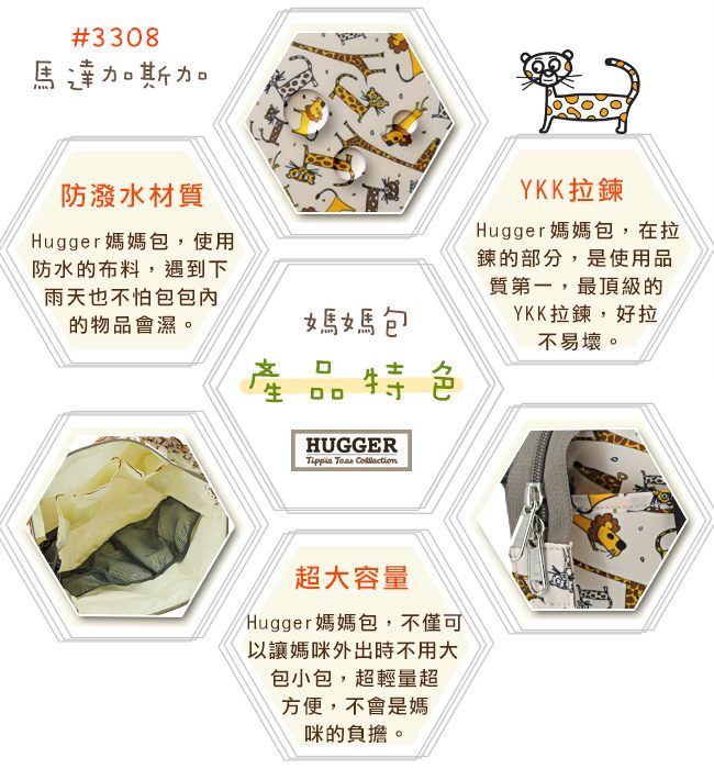 Hugger輕量時尚媽媽包 馬達加斯加