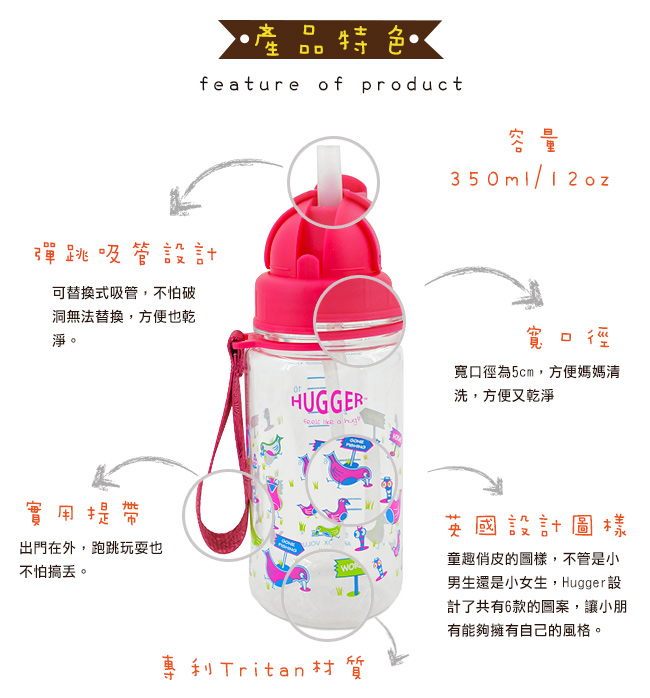 Hugger吸管水壺 歡樂鳥
