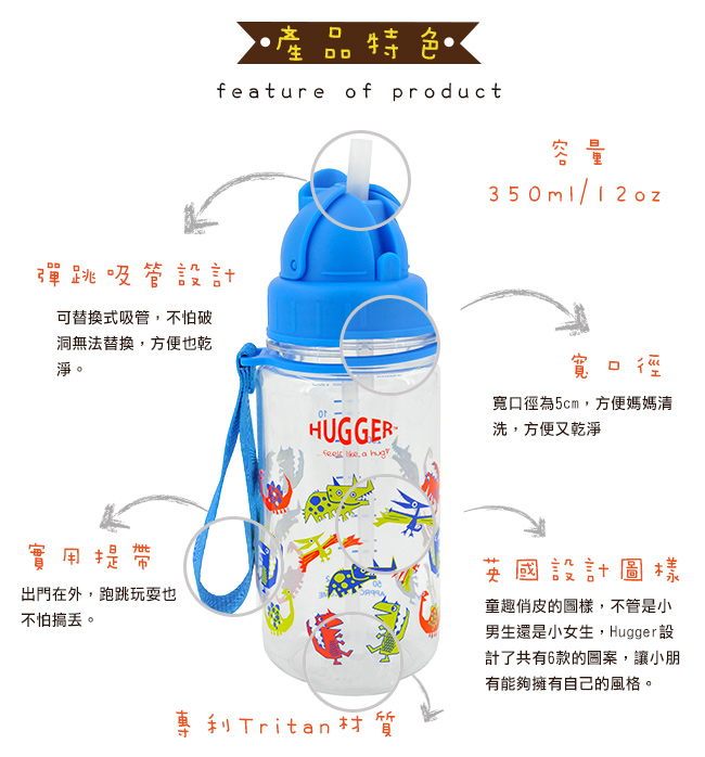 Hugger吸管水壺 酷比龍